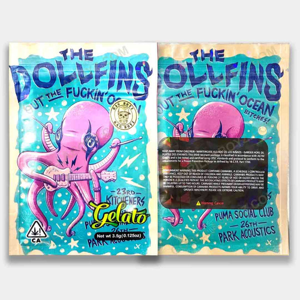 Gelato The Dollfins holographic mylar bags 3.5 grams
