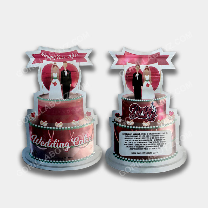 Wedding Cake Die-Cut 3D mylar bags 3.5 grams