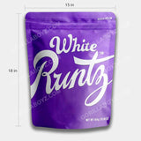 White Runtz mylar bags dimensions 1 lb