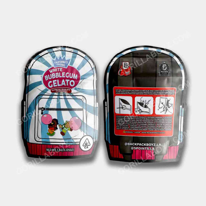 White Bubblegum Gelato mylar bags 3.5 grams