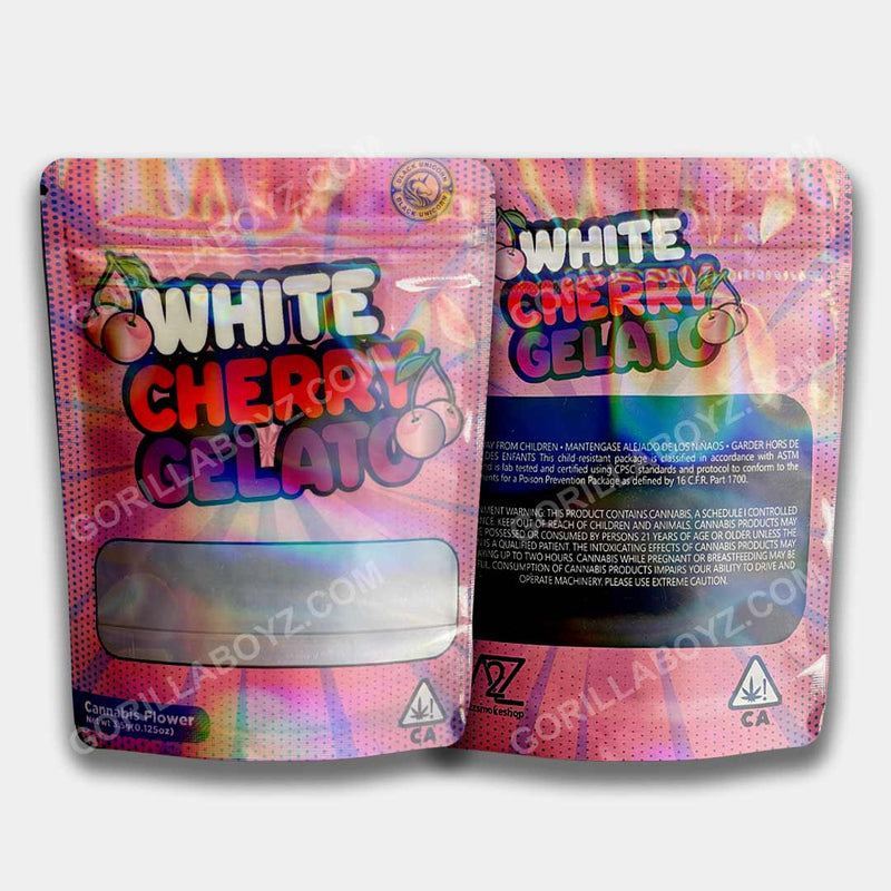 White Cherry Gelato mylar bags 3.5 grams