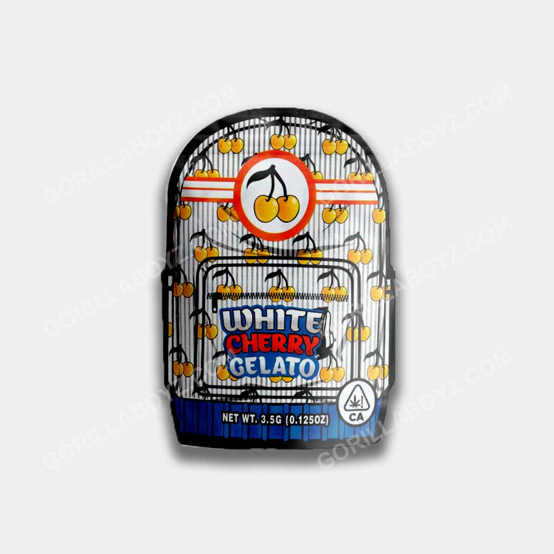 White Cherry Gelato mylar bags 3.5 grams 3D