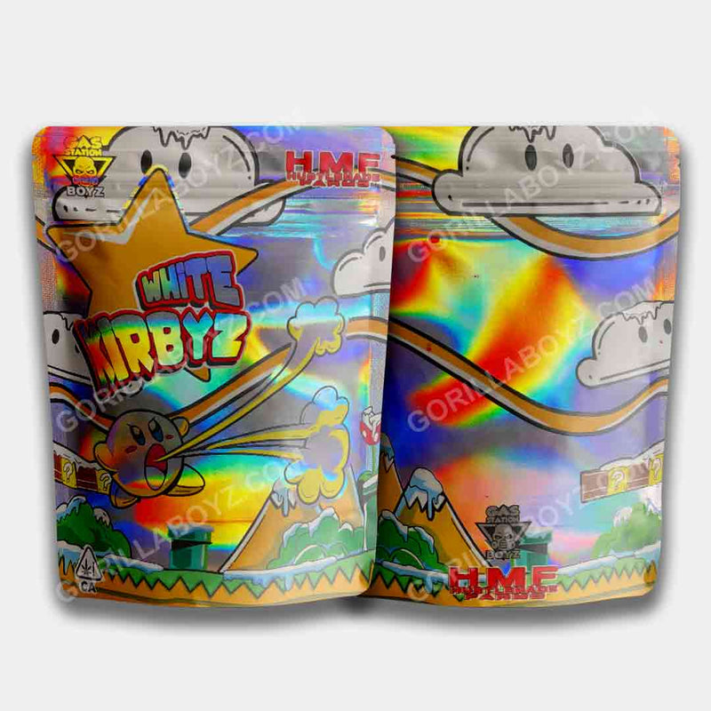 White Kirbyz holographic 3.5 grams mylar bags