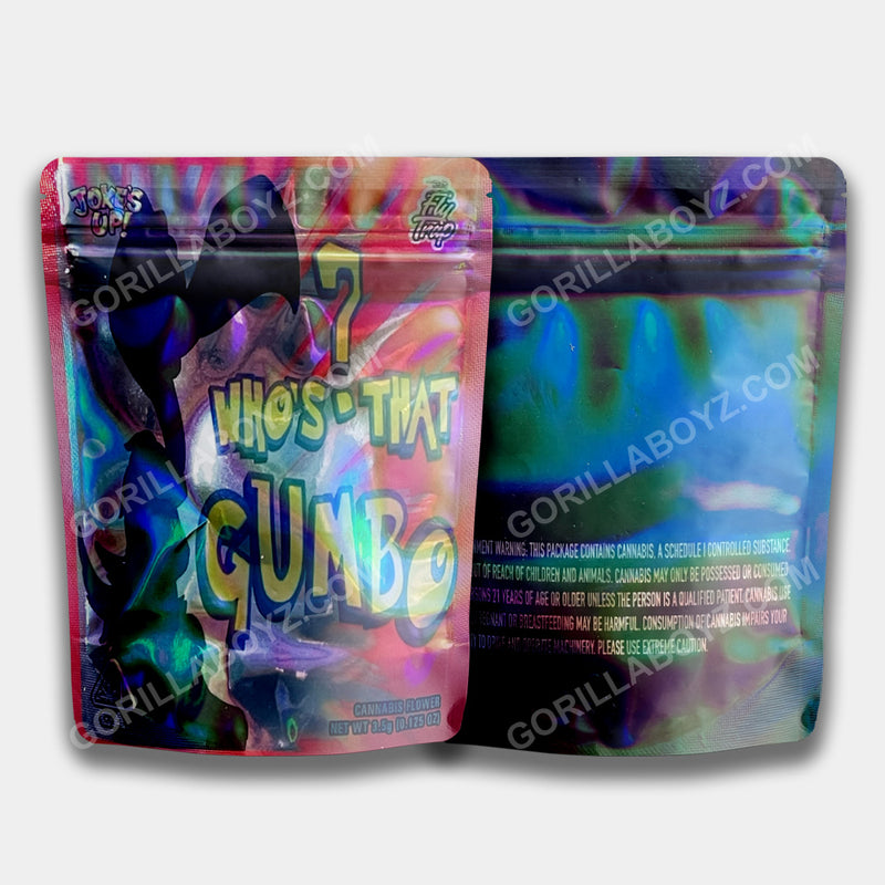 Who's That Gumbo Holographic mylar bags 3.5 grams