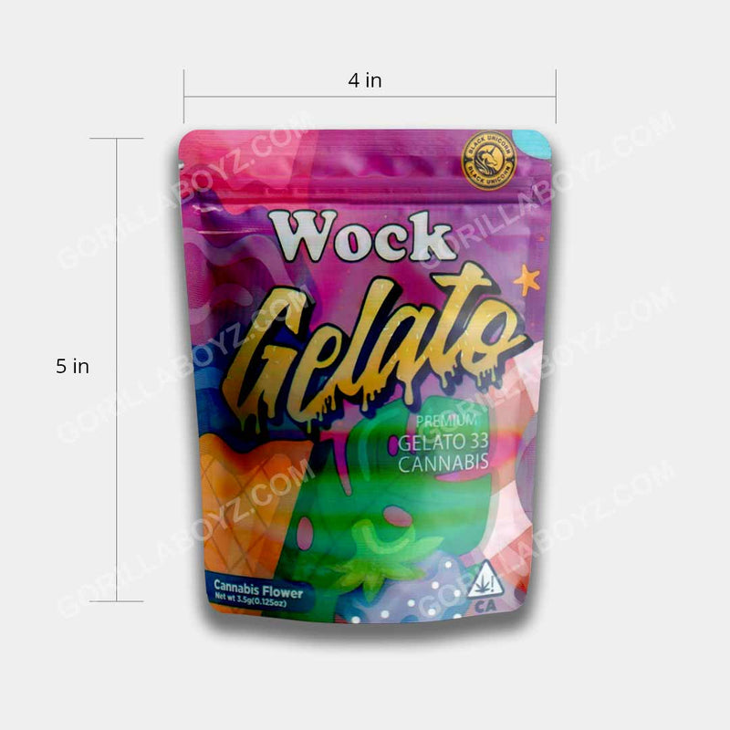 Wock Gelato mylar bags 3.5 gramws